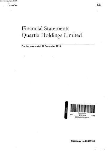 Thumbnail Quartix Technologies Annual Report 2013