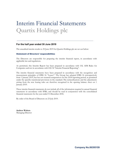 Miniature Quartix Technologies Rapport semestriel 2019-h1