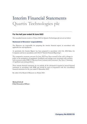 Miniature Quartix Technologies Rapport semestriel 2023-h1