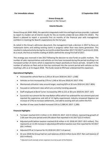 Vorschaubild Anexo Group Plc Halbjahresbericht 2018-h1