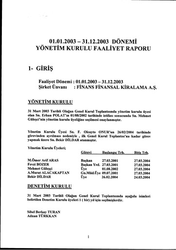 Vorschaubild QNB Finans Finansal Kiralama (QNB Finansleasing) Jahresbericht 2003