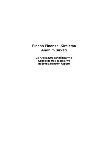 Vorschaubild QNB Finans Finansal Kiralama (QNB Finansleasing) Finanzmitteilung 2003