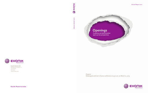 Thumbnail Evonik Industries Annual Report 2012