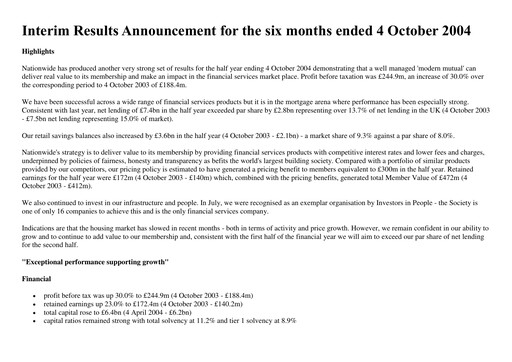Thumbnail Nationwide Building Society Half-year Report 2004-h1