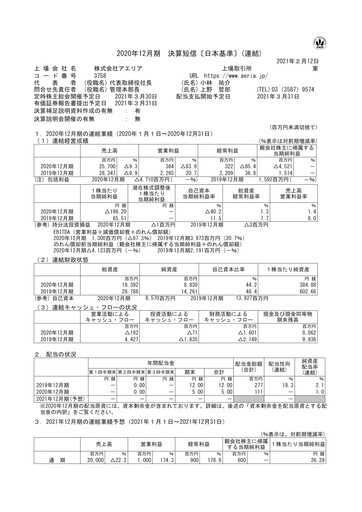 Thumbnail Aeria Financial Report fy2020
