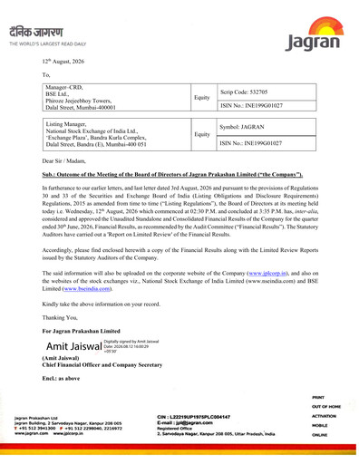 Thumbnail Jagran Prakashan Quarterly Report 2026-q1