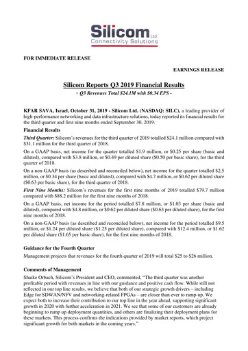 Thumbnail Silicom Quarterly Report 2019-q3