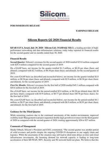 Thumbnail Silicom Quarterly Report 2020-q2