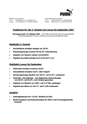 Vorschaubild PUMA Quartalsbericht 2001-q3
