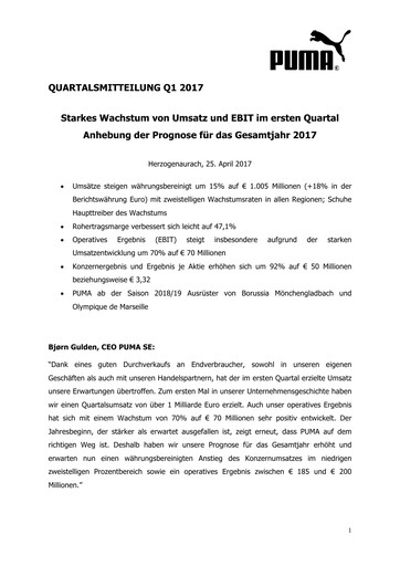 Vorschaubild PUMA Quartalsbericht 2017-q1