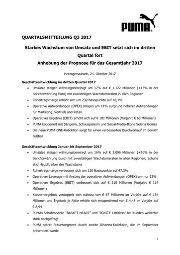 Vorschaubild PUMA Quartalsbericht 2017-q3