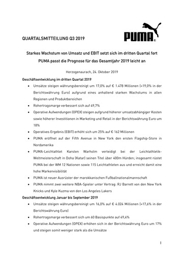 Vorschaubild PUMA Quartalsbericht 2019-q3