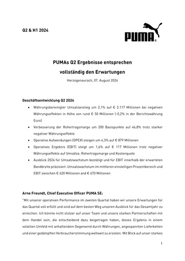 Vorschaubild PUMA Quartalsbericht 2024-q2