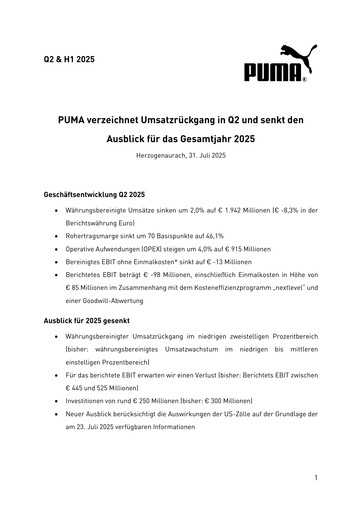 Vorschaubild PUMA Quartalsbericht 2025-q2