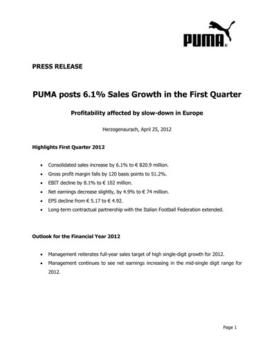 Thumbnail PUMA Quarterly Report 2012-q1