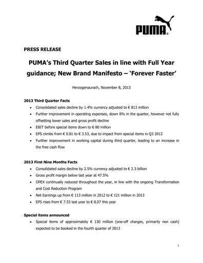 Thumbnail PUMA Quarterly Report 2013-q3