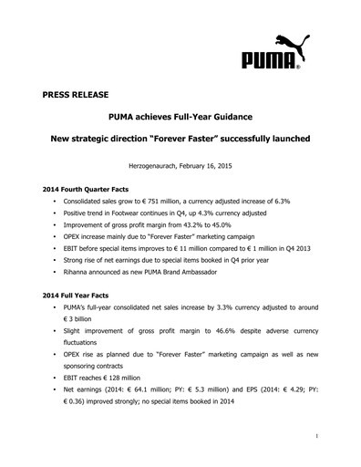 Thumbnail PUMA Quarterly Report 2014-q4
