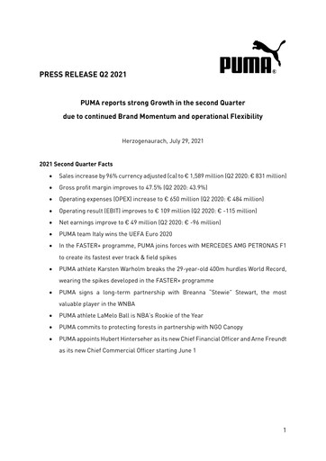 Thumbnail PUMA Quarterly Report 2021-q2