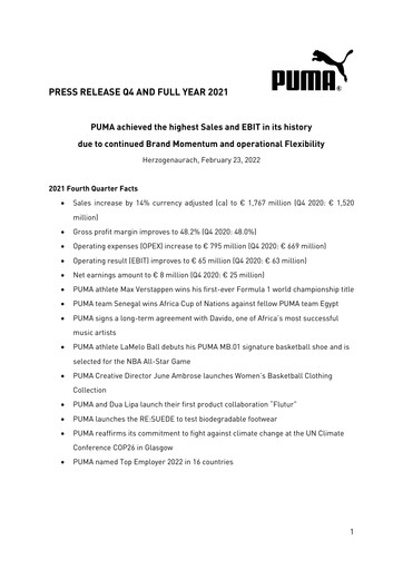 Thumbnail PUMA Quarterly Report 2021-q4