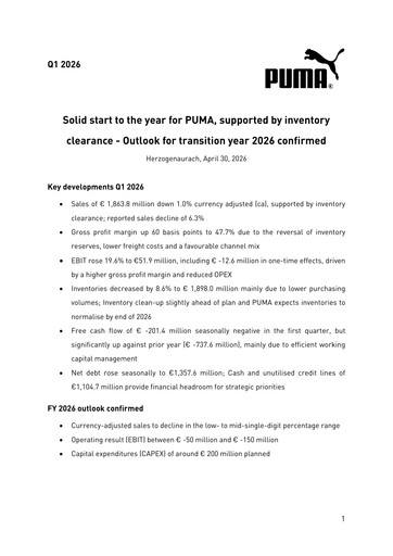 Vorschaubild PUMA Quartalsbericht 2026-q1