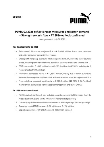 Vorschaubild PUMA Quartalsbericht 2026-q2
