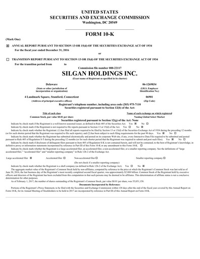 Thumbnail Silgan Holdings
 Annual Report 2016