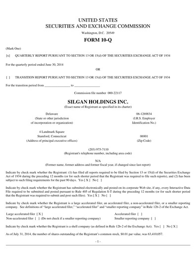 Thumbnail Silgan Holdings
 Quarterly Report 2014-q2