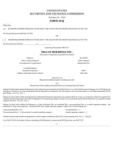 Thumbnail Silgan Holdings
 Quarterly Report 2016-q2
