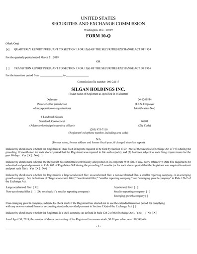 Thumbnail Silgan Holdings
 Quarterly Report 2018-q1