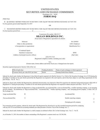 Thumbnail Silgan Holdings
 Quarterly Report 2019-q3