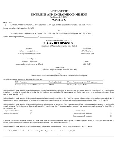 Thumbnail Silgan Holdings
 Quarterly Report 2020-q2