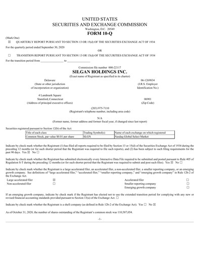 Thumbnail Silgan Holdings
 Quarterly Report 2020-q3
