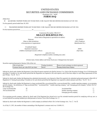 Thumbnail Silgan Holdings
 Quarterly Report 2021-q2