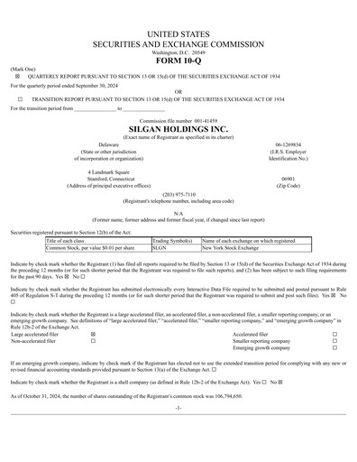 Thumbnail Silgan Holdings
 Quarterly Report 2024-q3