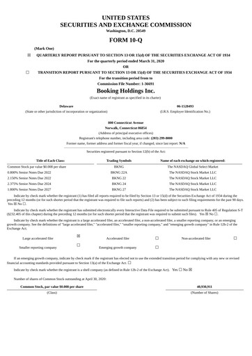 Thumbnail Booking Holdings (Booking.com) Quarterly Report 2020-q1