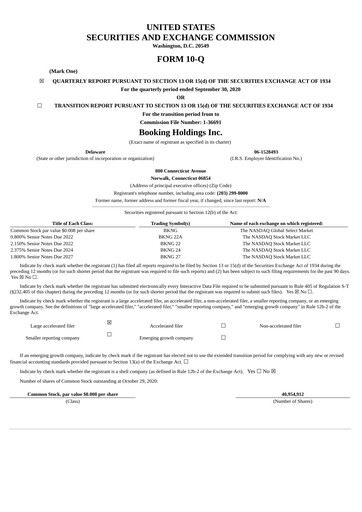 Thumbnail Booking Holdings (Booking.com) Quarterly Report 2020-q3