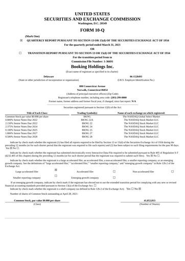 Thumbnail Booking Holdings (Booking.com) Quarterly Report 2021-q1