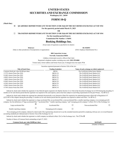 Thumbnail Booking Holdings (Booking.com) Quarterly Report 2023-q1