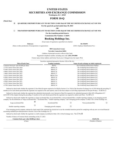 Thumbnail Booking Holdings (Booking.com) Quarterly Report 2023-q2