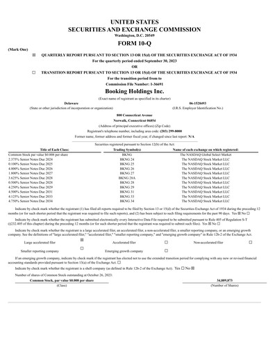 Thumbnail Booking Holdings (Booking.com) Quarterly Report 2023-q3