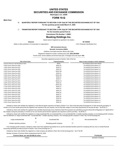Thumbnail Booking Holdings (Booking.com) Quarterly Report 2026-q1