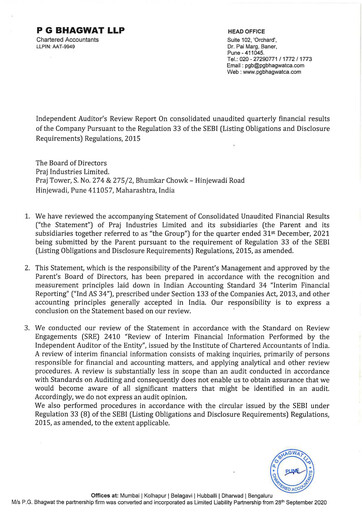 Thumbnail Praj Industries
 Quarterly Report 2021-q3
