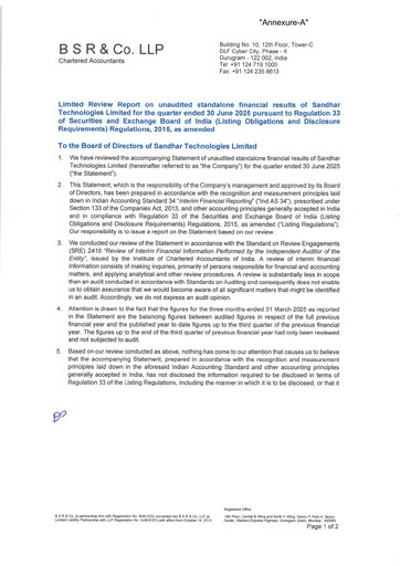 Thumbnail Sandhar Quarterly Report 2025-q1