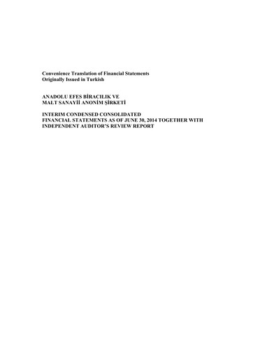 Vorschaubild Efes Beverage Group
 Finanzmitteilung 2014-h1