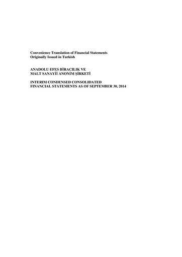 Vorschaubild Efes Beverage Group
 Finanzmitteilung 2014-q3