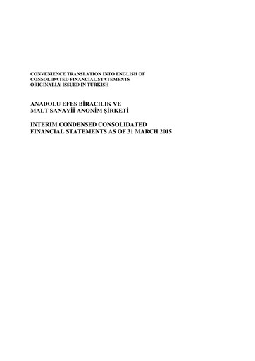 Vorschaubild Efes Beverage Group
 Finanzmitteilung 2015-q1