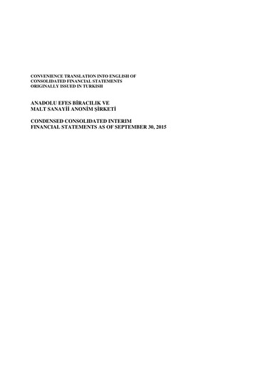 Vorschaubild Efes Beverage Group
 Finanzmitteilung 2015-q3