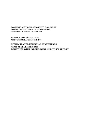 Thumbnail Efes Beverage Group
 Financial Statement 2018