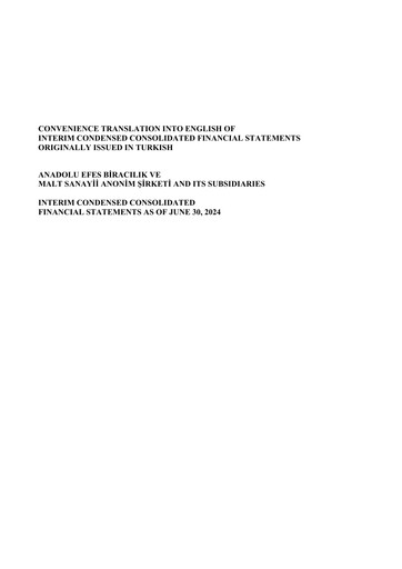 Vorschaubild Efes Beverage Group
 Finanzmitteilung 2024-h1