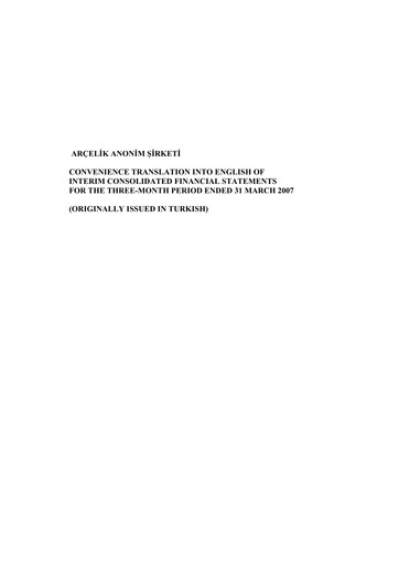 Thumbnail Arçelik Quarterly Report 2007-q1